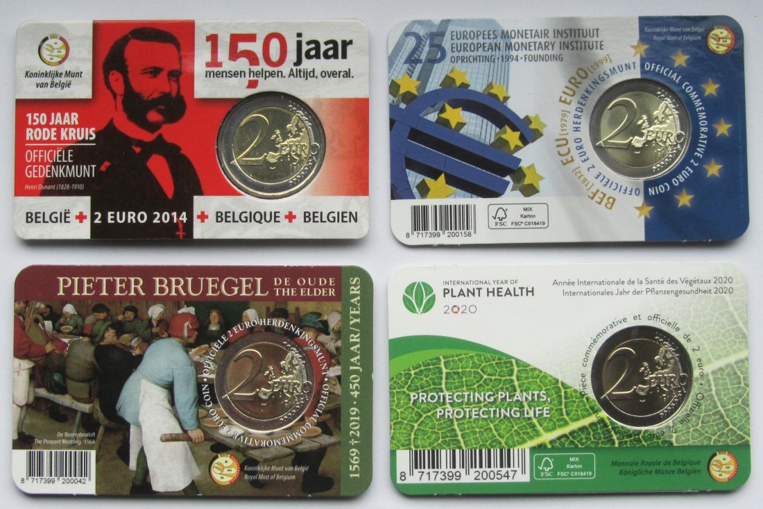  Belgien: Lot aus vier 2-Euro-Coincards   