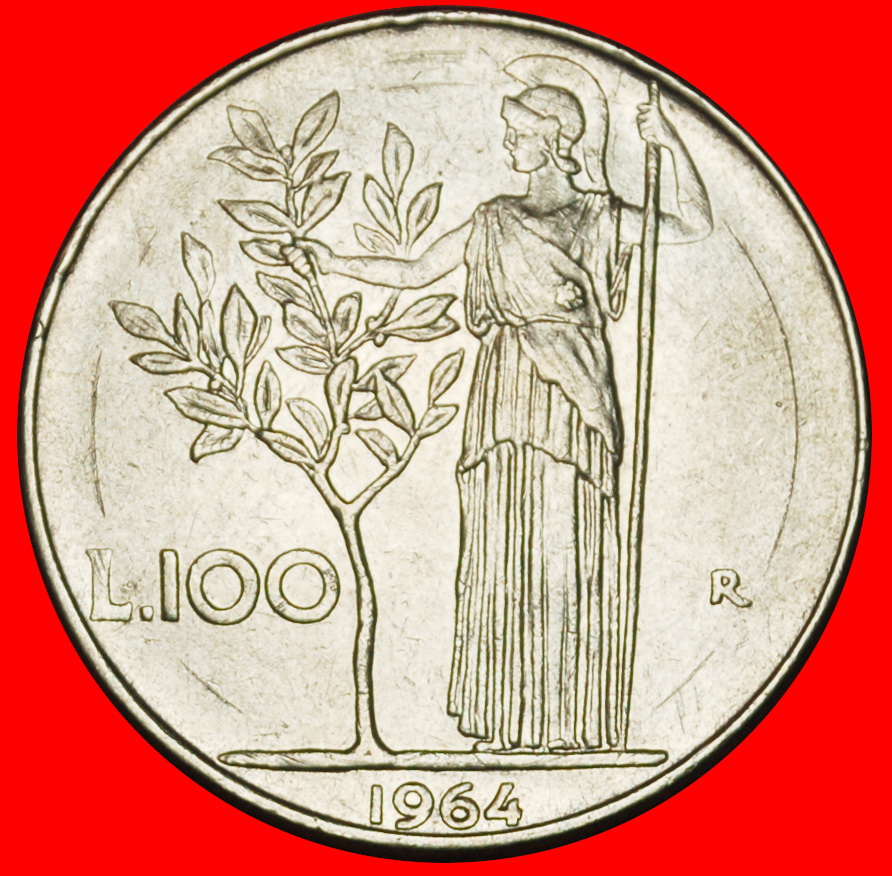  Ⰶ GODDESS MINERVA (1954-1989): ITALY ★ 100 LIRAS 1964R!★LOW START★NO RESERVE!   