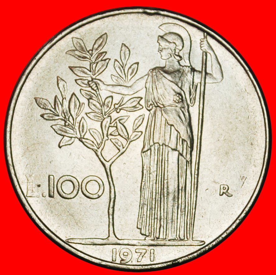  Ⰶ GODDESS MINERVA (1954-1989): ITALY ★ 100 LIRAS 1971R MINT LUSTRE!★LOW START★NO RESERVE!   