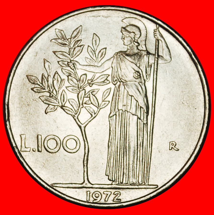  Ⰶ GODDESS MINERVA (1954-1989): ITALY ★ 100 LIRAS 1972R MINT LUSTRE!★LOW START★NO RESERVE!   