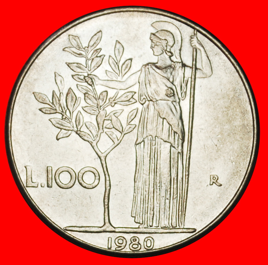  Ⰶ GODDESS MINERVA (1954-1989): ITALY ★ 100 LIRAS 1980R MINT LUSTRE!★LOW START★NO RESERVE!   