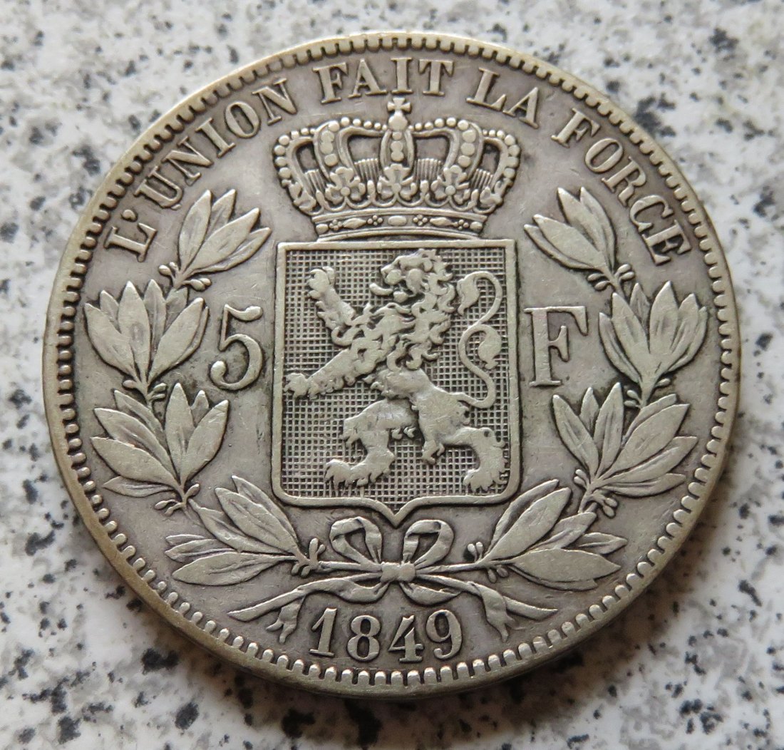  Belgien 5 Francs 1849, KM 17   