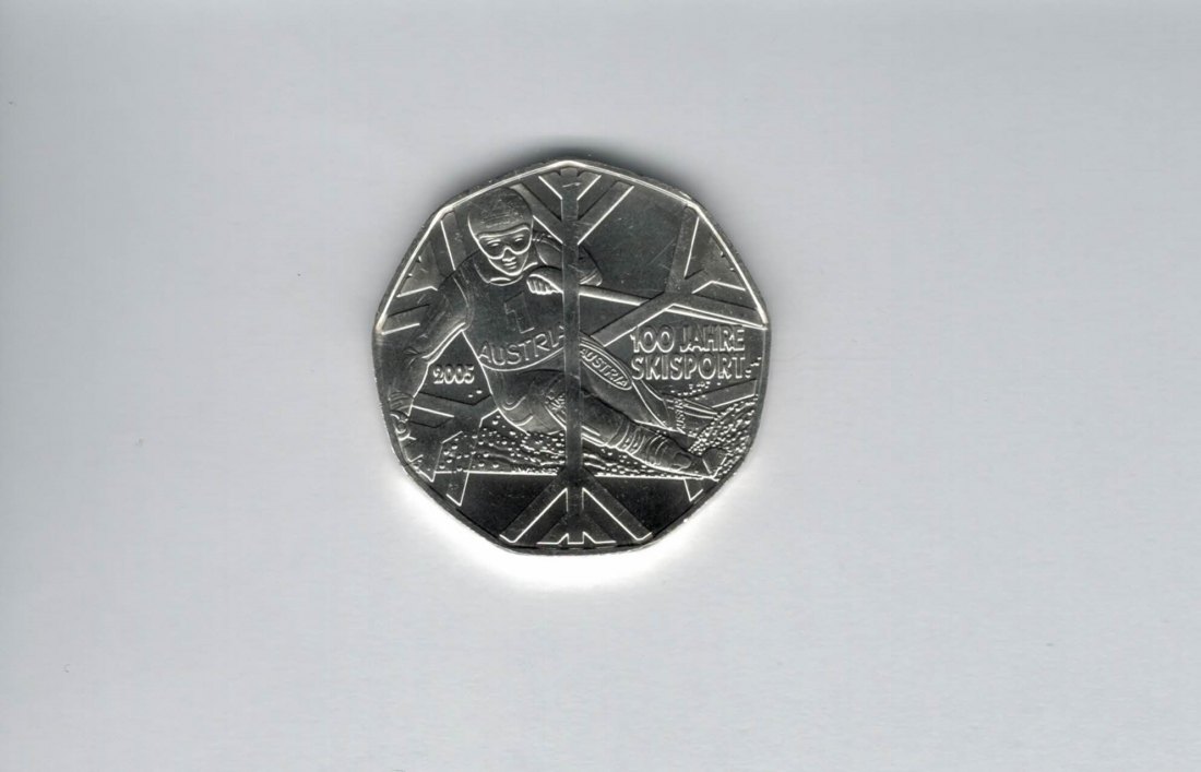  5 Euro 2005 100 Jahre Skisport Österreich silber 8g Spittalgold9800 (04974/5)   