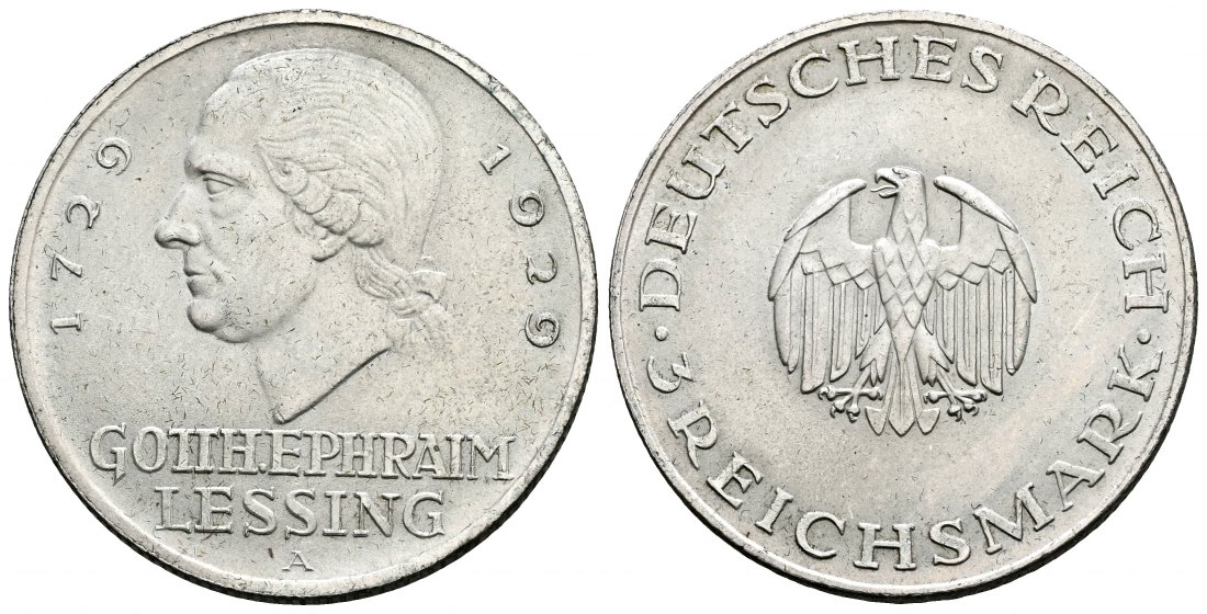 PEUS 2457 Weimarer Republik 200. Geburtstag von G.E. Lessing 3 Reichsmark 1929 A Sehr schön +