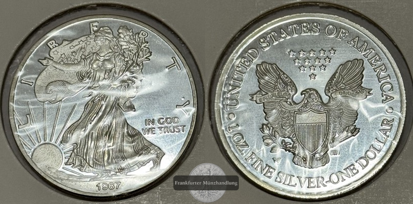  USA - 1 Dollar  1987 W  FM-Frankfurt Feinsilber: 31,1g   