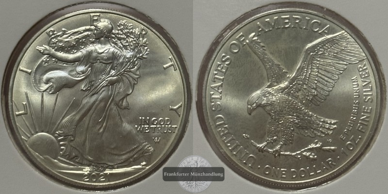  USA - 1 Dollar  2021  W  FM-Frankfurt Feinsilber: 31,1g   