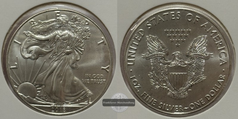  USA - 1 Dollar  2018  American Eagle  FM-Frankfurt Feinsilber: 31,1g   