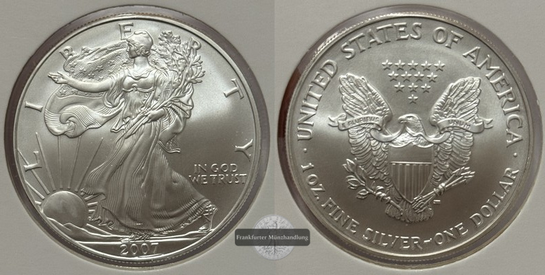  USA - 1 Dollar  2007  American Eagle  FM-Frankfurt Feinsilber: 31,1g   