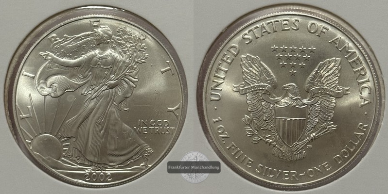  USA - 1 Dollar  2002  American Eagle  FM-Frankfurt Feinsilber: 31,1g   