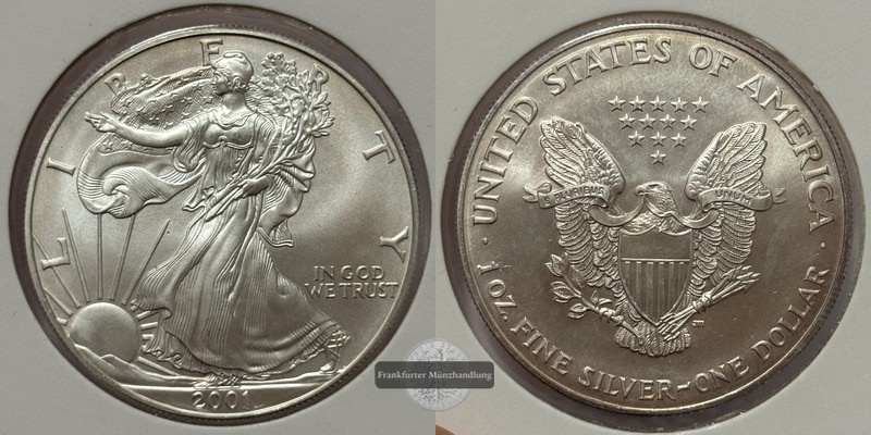  USA - 1 Dollar  2001  American Eagle  FM-Frankfurt Feinsilber: 31,1g   