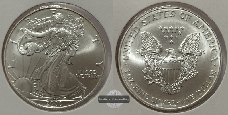  USA - 1 Dollar  2000  American Eagle  FM-Frankfurt Feinsilber: 31,1g   