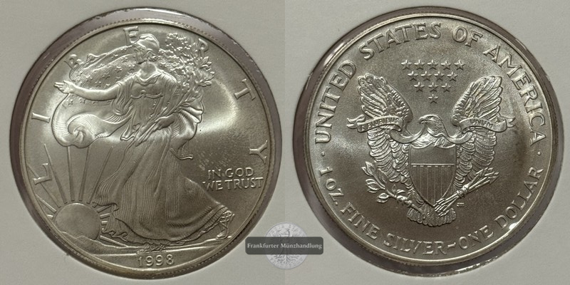  USA - 1 Dollar  1998  American Eagle  FM-Frankfurt Feinsilber: 31,1g   