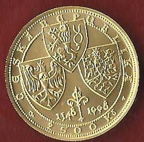  Tschechien 2500 KC 1998 ST 1/4 Oz Gold Karl IV RRR Koblenzer Münzen StudioKoblenz Frank Maurer AH855   