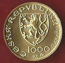  Tschechien 1000 KC 1998 ST 1/10 Oz Gold Karl IV RRR KMS Koblenz Frank Maurer AH856   