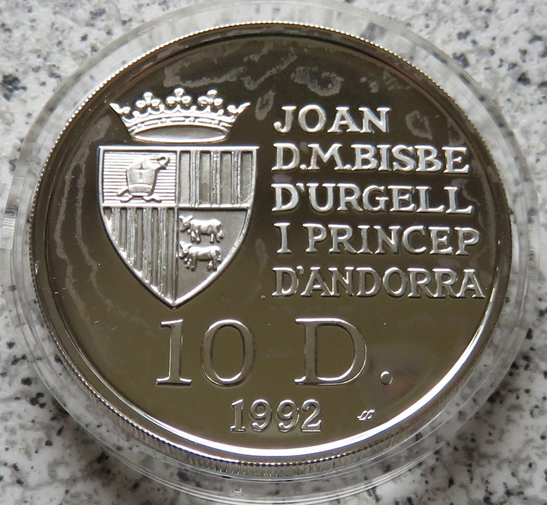  Andorra 10 Diners 1992, PP offen/berührt, 31,1 Gramm, 925-er Silber   