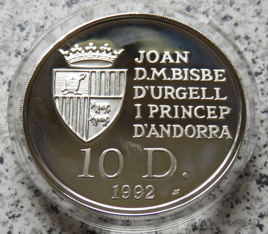  Andorra 10 Diners 1992, PP offen/berührt, 31,1 Gramm, 925-er Silber   