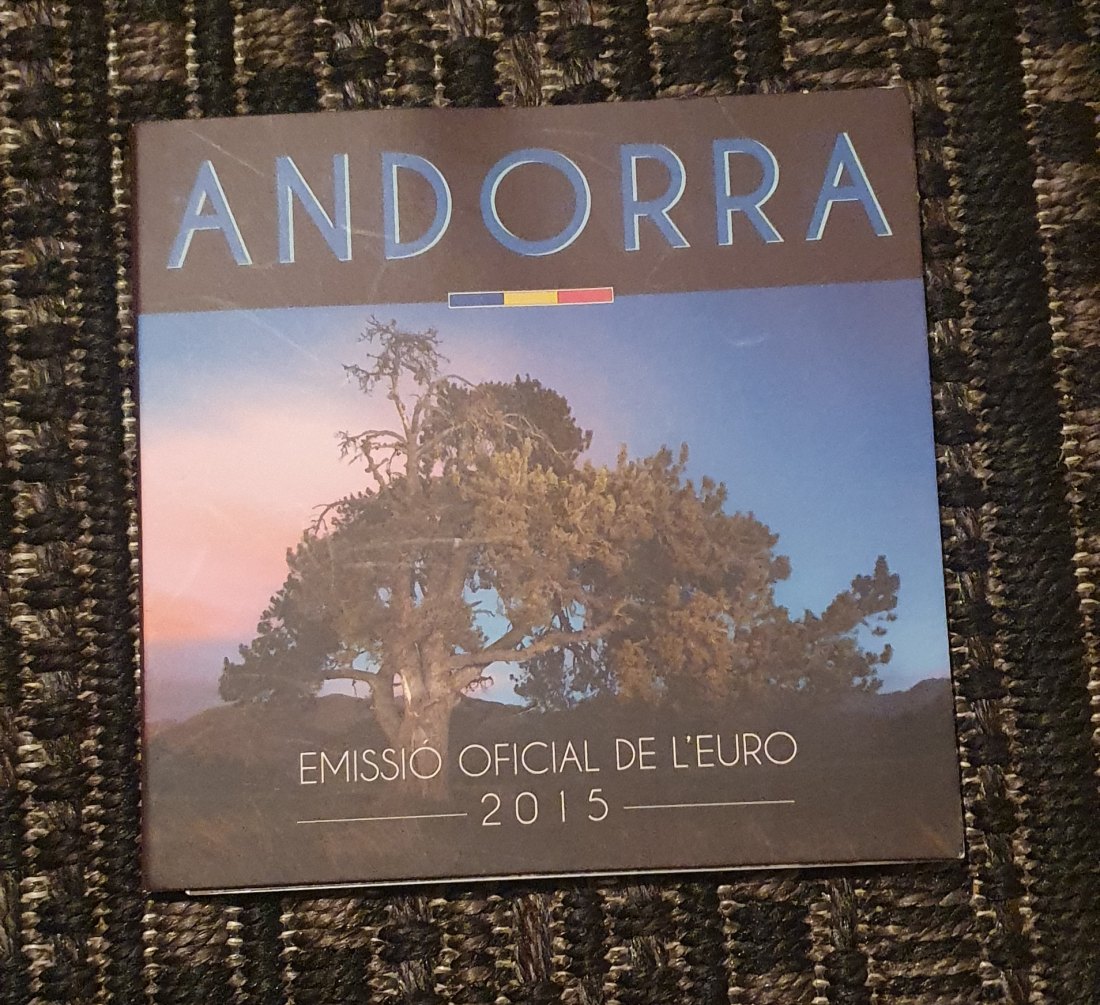  Andorra 2015, originaler KMS von 1 Cent - 2 € im Originalfolder - KMS-Nr. 26.044   