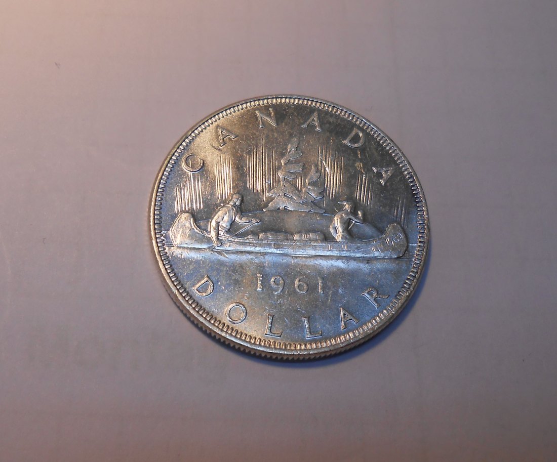  2.Kanada 1 Dollar 1961 KM# 54 Silber 800 Umlaufmünze Kanu, Elizabeth II.   