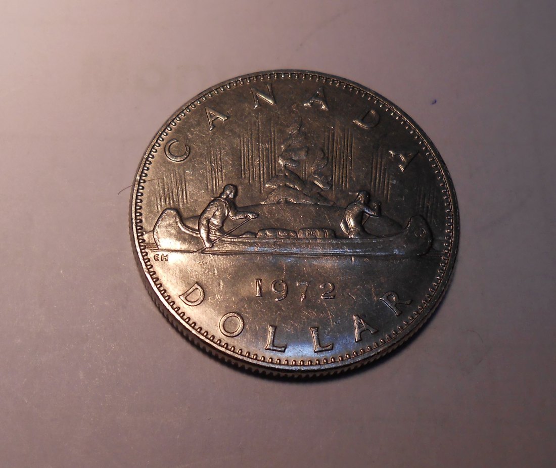  6.Kanada 1 Dollar 1972 KM# 76.1 Nickel 15,62 g, Umlaufmünze Kanu Elizabeth II.   