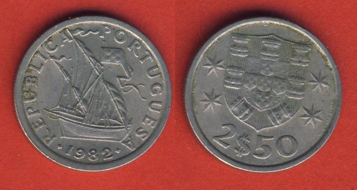  Portugal 2 1/2 Escudos 1982   