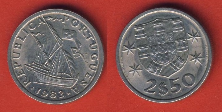  Portugal 2 1/2 Escudos 1983   