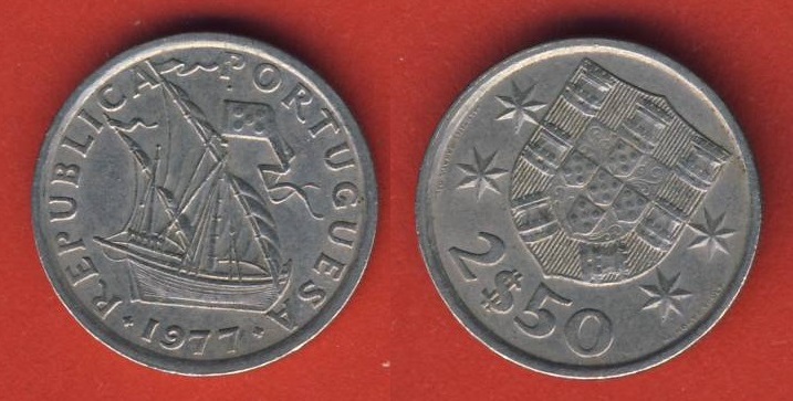  Portugal 2 1/2 Escudos 1977   