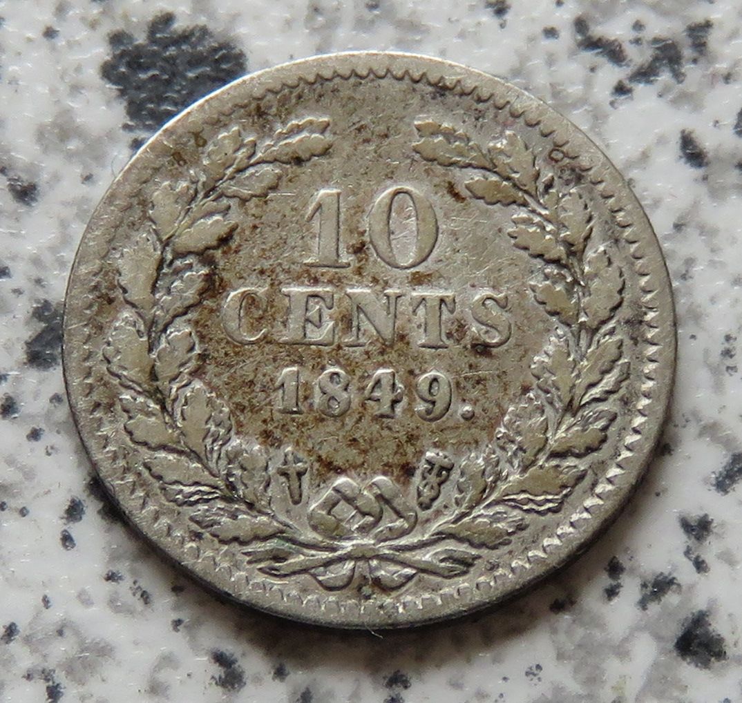  Niederlande 10 Cents 1849.   