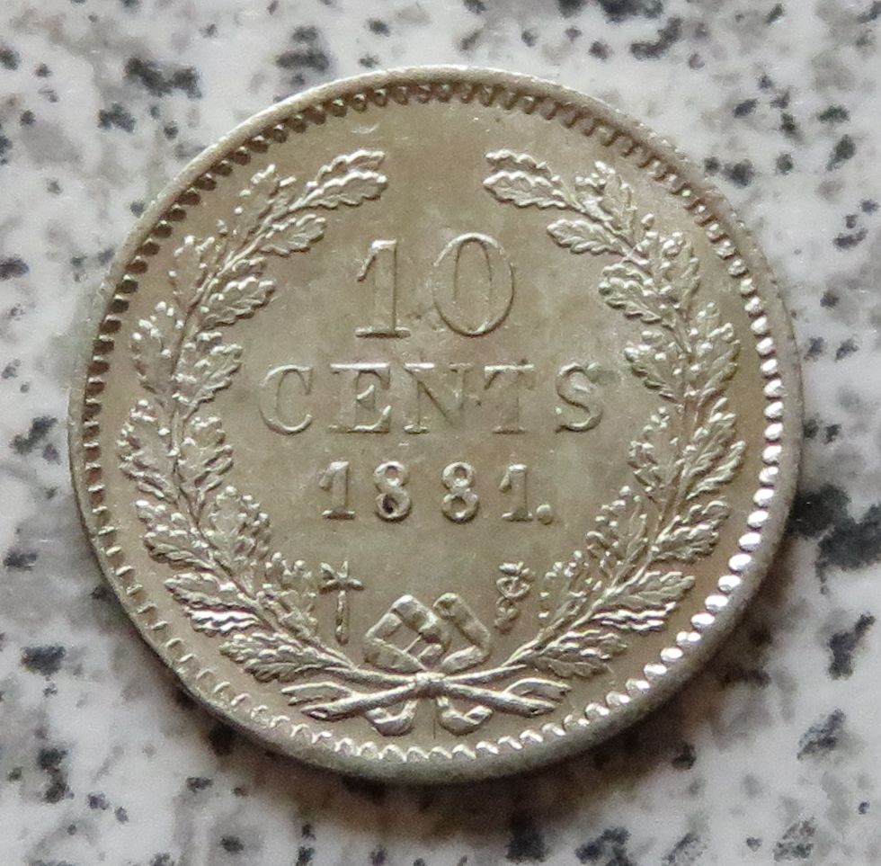  Niederlande 10 Cents 1881, Erhaltung   