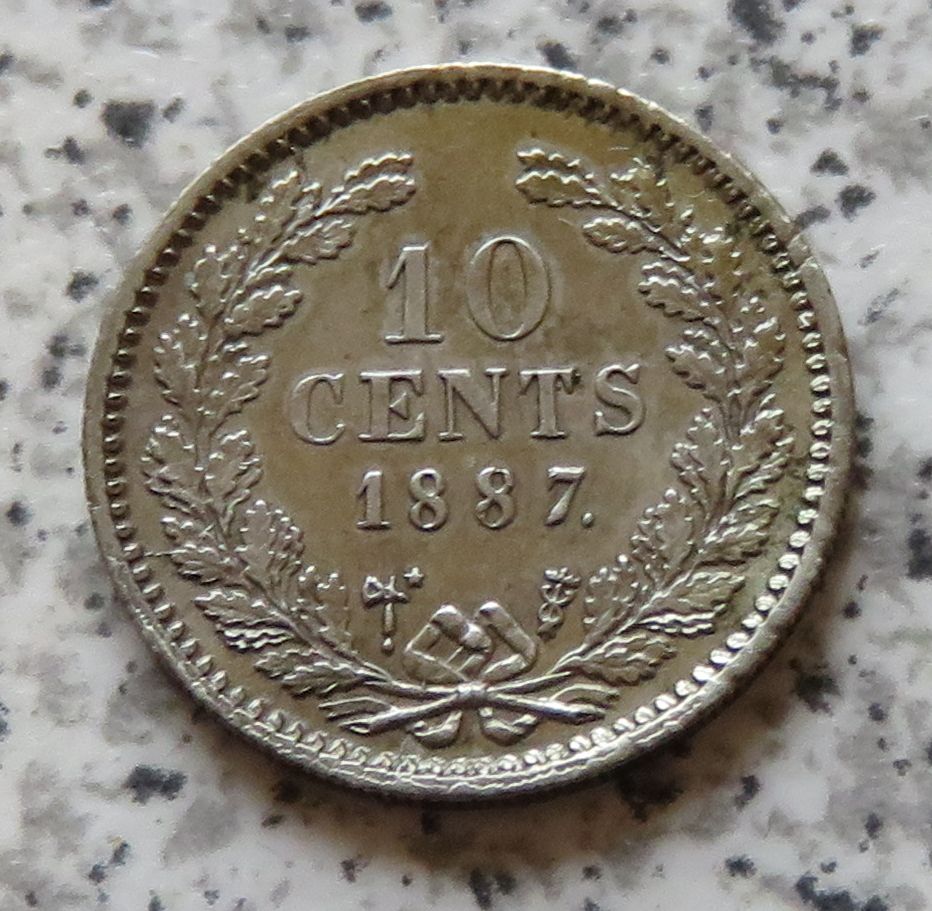  Niederlande 10 Cents 1887, besser   