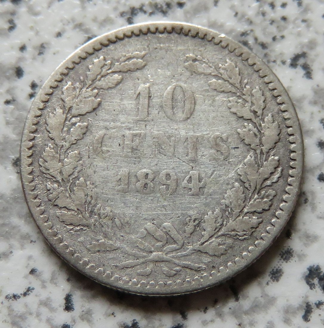  Niederlande 10 Cents 1894, Belegstück   