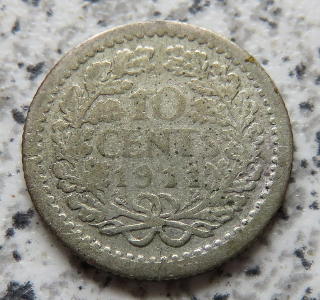  Niederlande 10 Cents 1911, Belegstück   