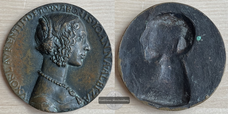  Italien.  Immitation der Renaissance-Medaille Bronzeguss  Porträt von Nonina Stroza FM-Frankfurt   