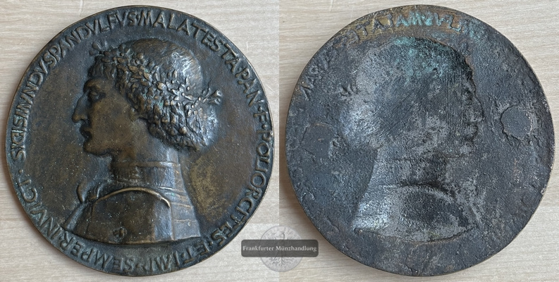  Immitation der Renaissance-Medaille Bronzeguss  Porträt von Sigismonda Pandulfo Malates FM-Frankfurt   