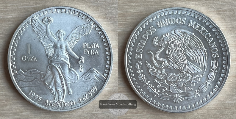  Mexico 1 Onza Libertad Plata Pura 1994 KM# 494.1 FM-Frankfurt  Feingewicht: 186,6 g Silber   