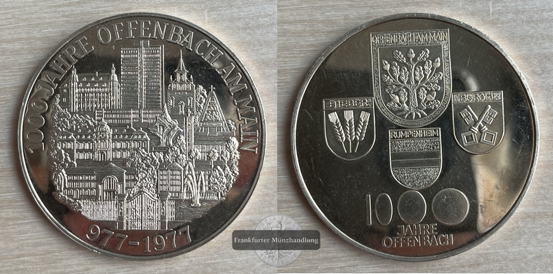  Deutschland  Medaille 1000 Jahr Offenbach 977-1977 FM-Frankfurt   