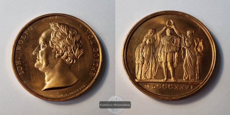  Deutschland, Preußen 1826 Medaille Johann Wolfgang von Goethe FM-Frankfurt Bronze   