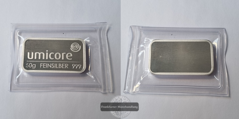  Umicore   Silberbarren 50g    FM-Frankfurt    Feinsilber: 50g   