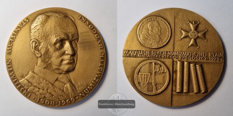  Polen 1979 Bronze-Medaille Stanislaw Niewitecki Numismatik Bydgoszcz FM-Frankfurt   