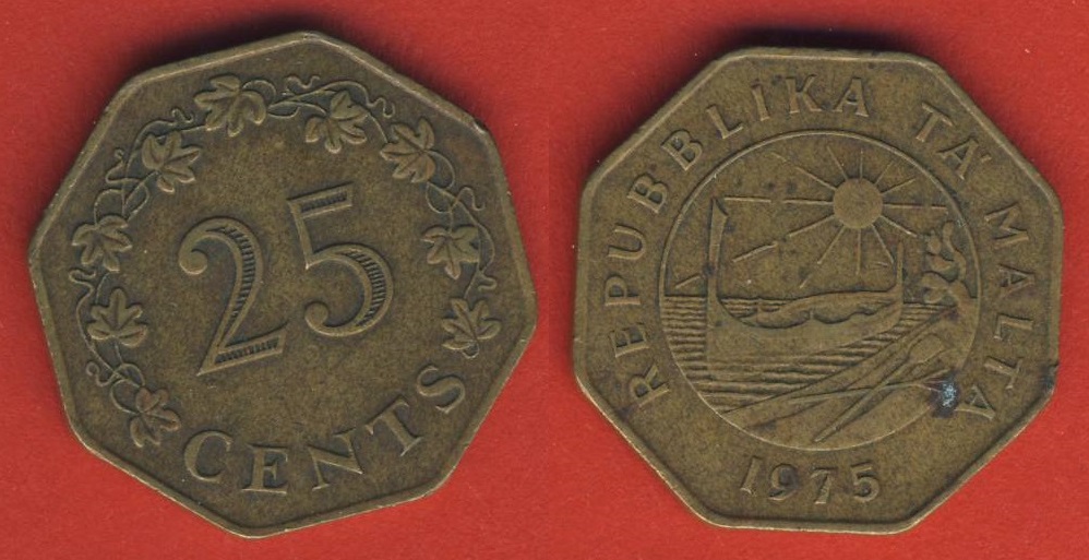  Malta 25 Cents 1975   