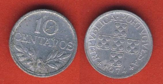  Portugal 10 Centavos 1974   