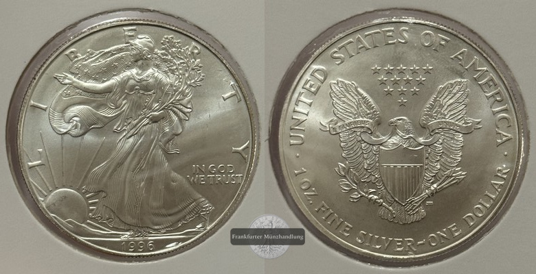  USA - 1 Dollar  1996  American Eagle  FM-Frankfurt Feinsilber: 31,1g   