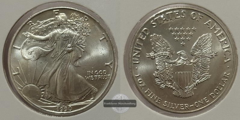  USA - 1 Dollar  1990  American Eagle  FM-Frankfurt Feinsilber: 31,1g   