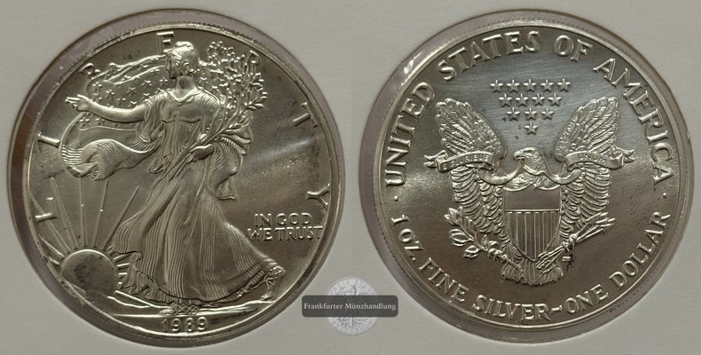  USA - 1 Dollar  1989  American Eagle  FM-Frankfurt Feinsilber: 31,1g   