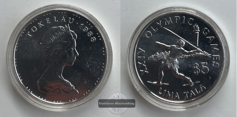  Neuseeland (Tokelau) 5 Dollars 1988 XXIV Olympic Games  FM-Frankfurt  Feingewicht: 25,16g   