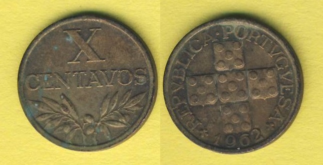  Portugal 10 Centavos 1962   