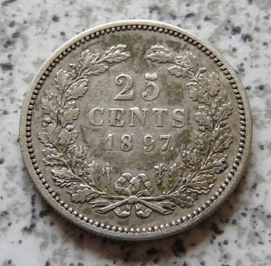  Niederlande 25 Cents 1897, besser   