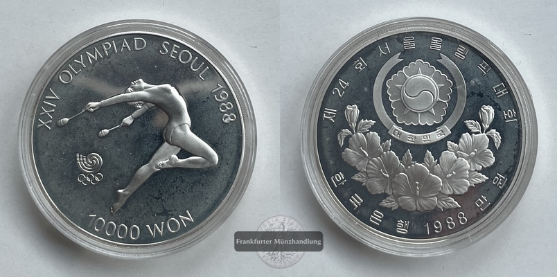  Süd-Korea  10000 Won  1988 - Olympics Seoul Gymnastics KM#74 FM-Frankfurt  Feinsilber: 31,1g   