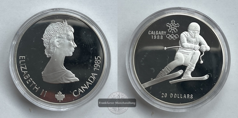  Kanada 20 Dollar 1988 Calgary 1985 Alpine Skiing FM-Frankfurt Feinsilber: 31,1g   