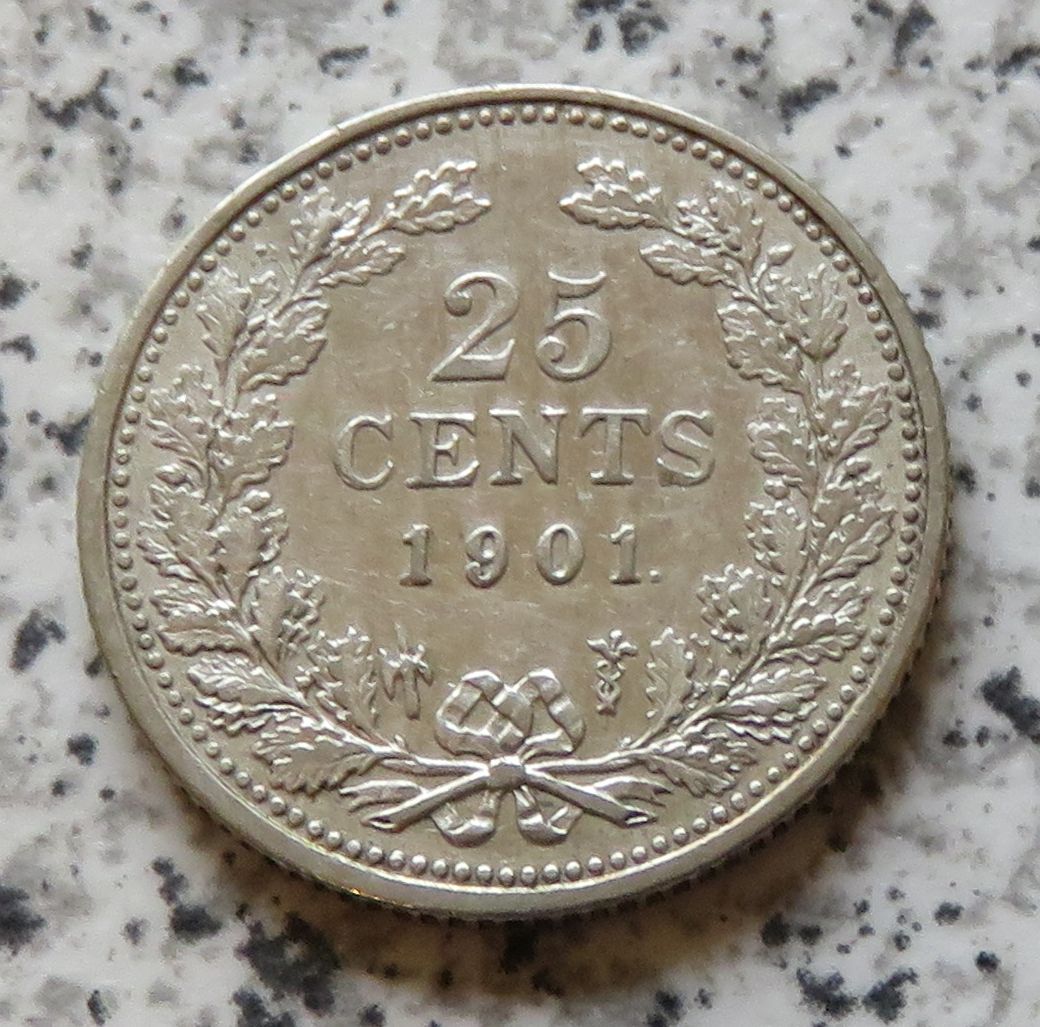  Niederlande 25 Cents 1901, besser   