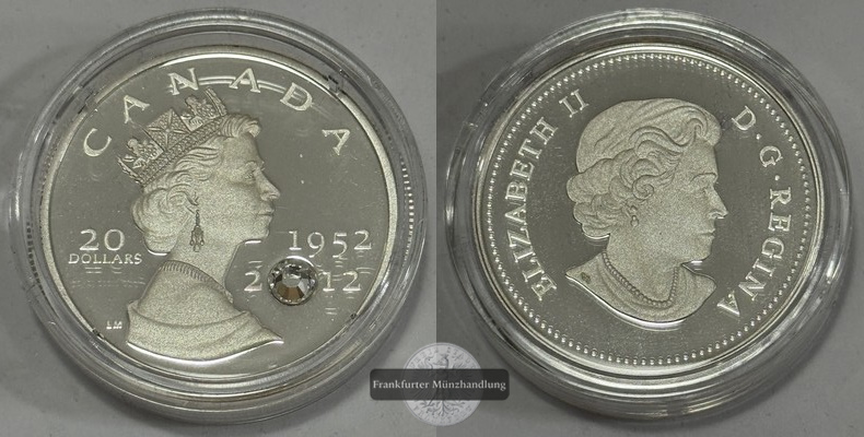  Kanada - 20 Dollar 2012  60. Jahrestag - Herrschaft Queen Elizabeth   FM-Frankfurt Feinsilber: 31,1g   